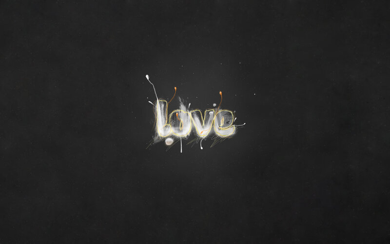 love text with paint splatter