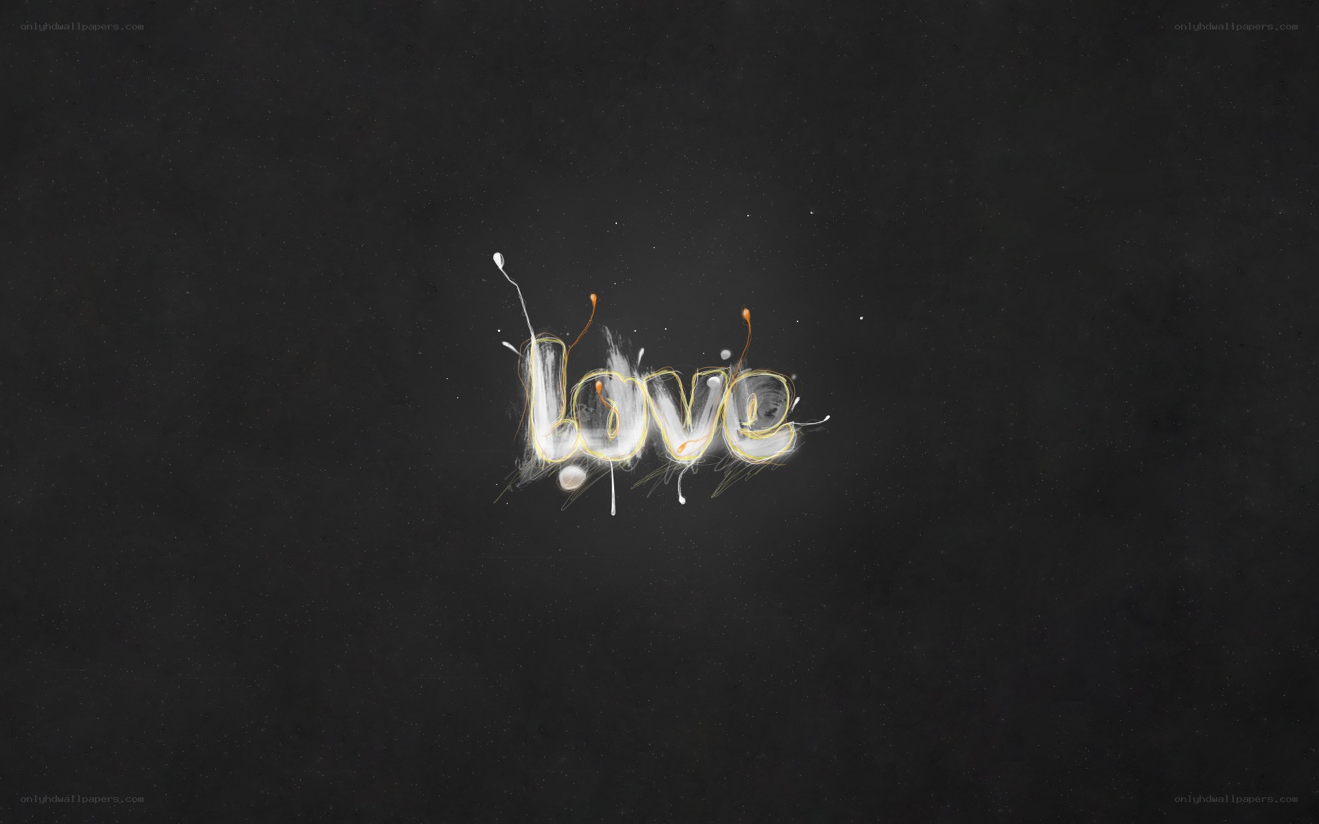 love text with paint splatter
