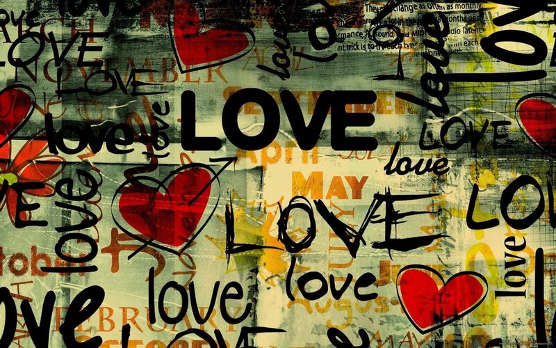 Love-themed collage artwork