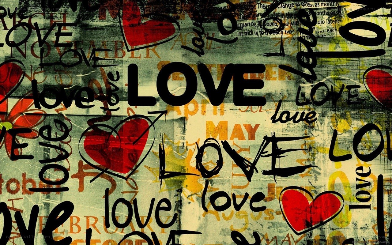 Love-themed collage artwork