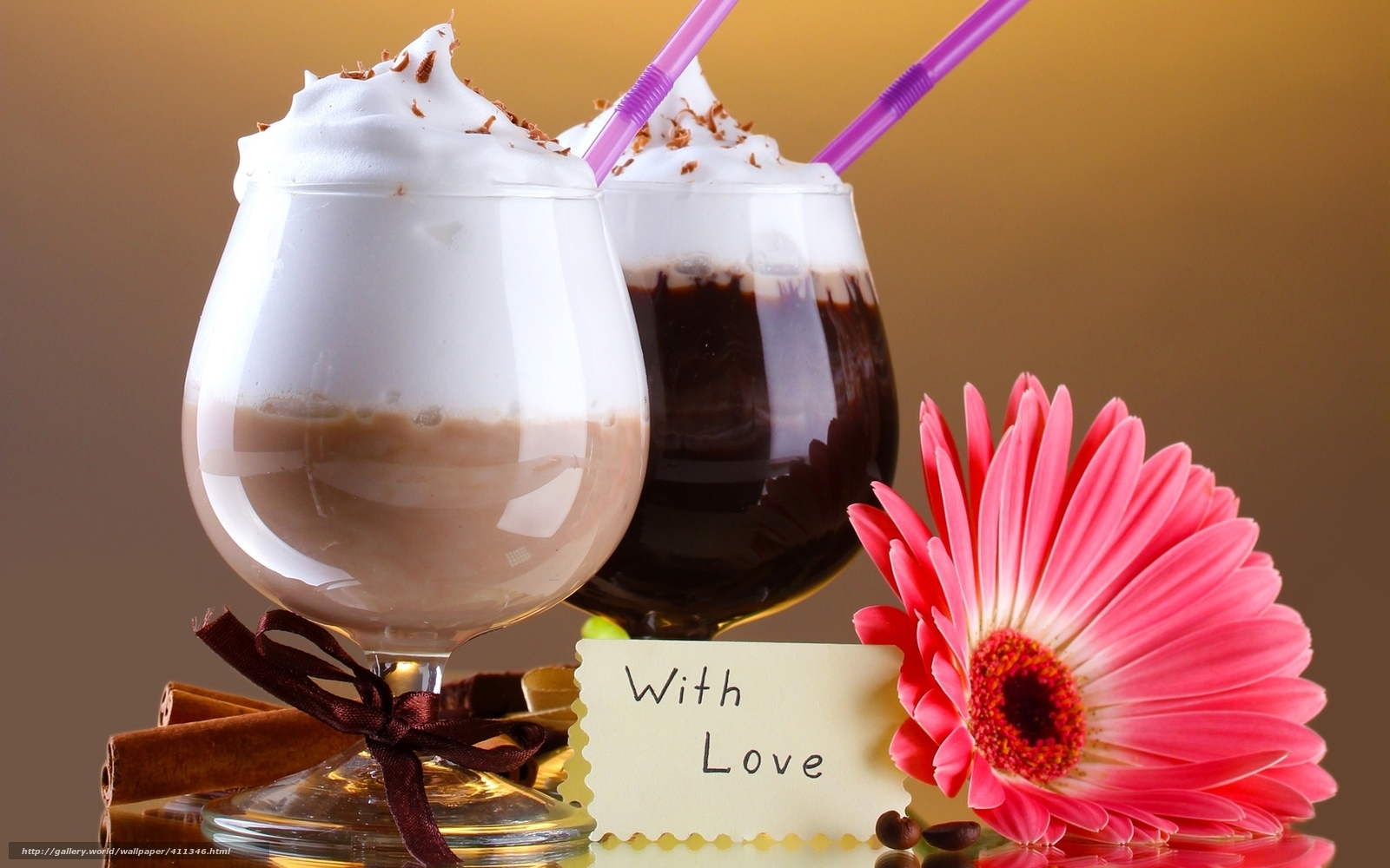Love-themed drinks with flower