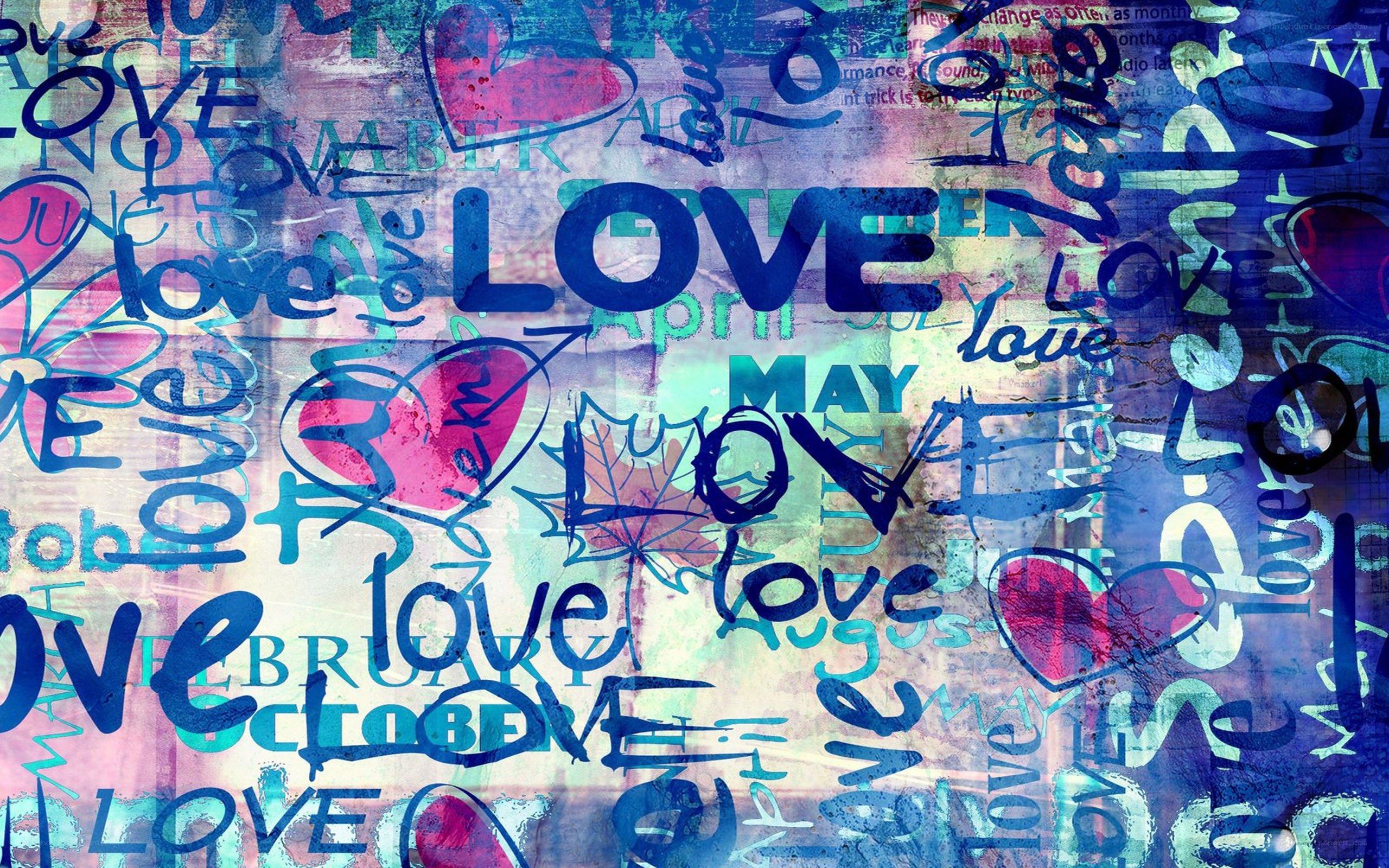 Love-themed graffiti collage