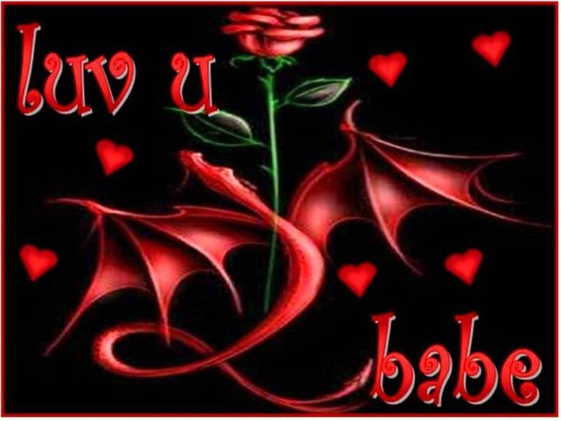 love u babe with rose and wings
