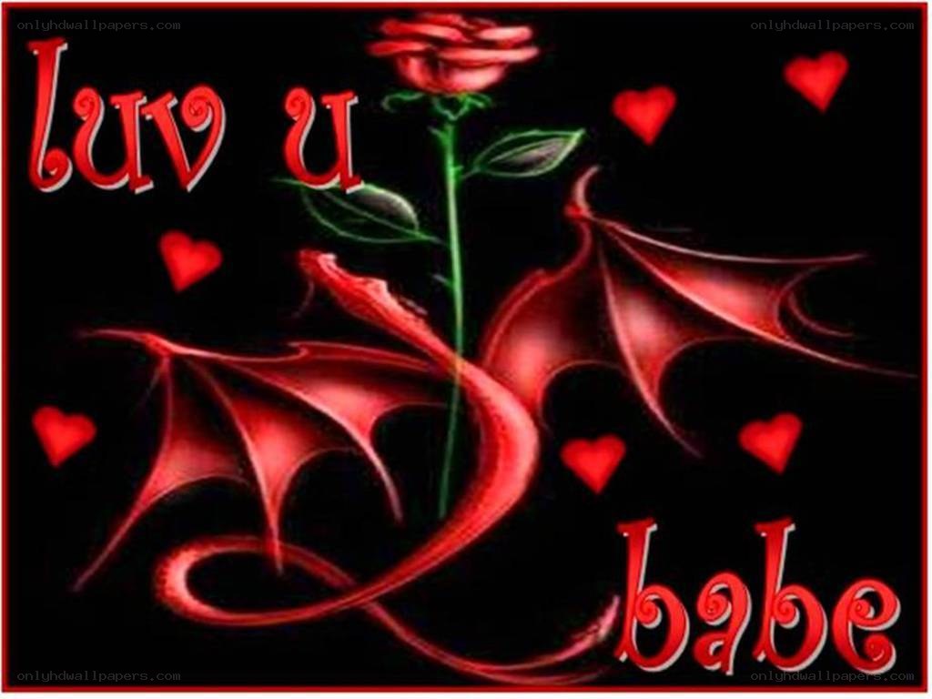 love u babe with rose and wings