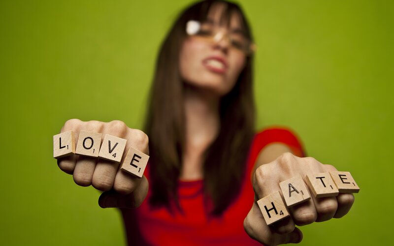 Love vs hate fists