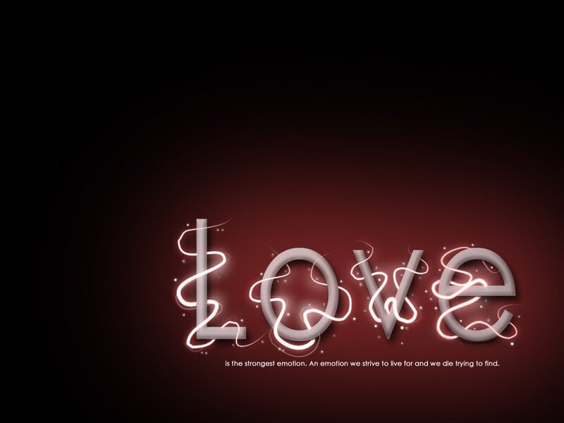 Love with glowing text