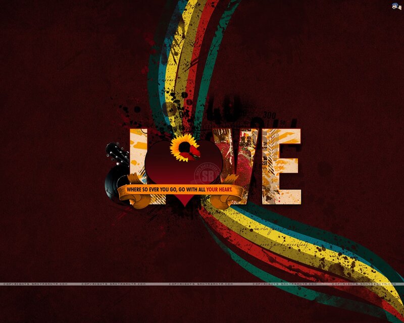 Love with heart and sunflower