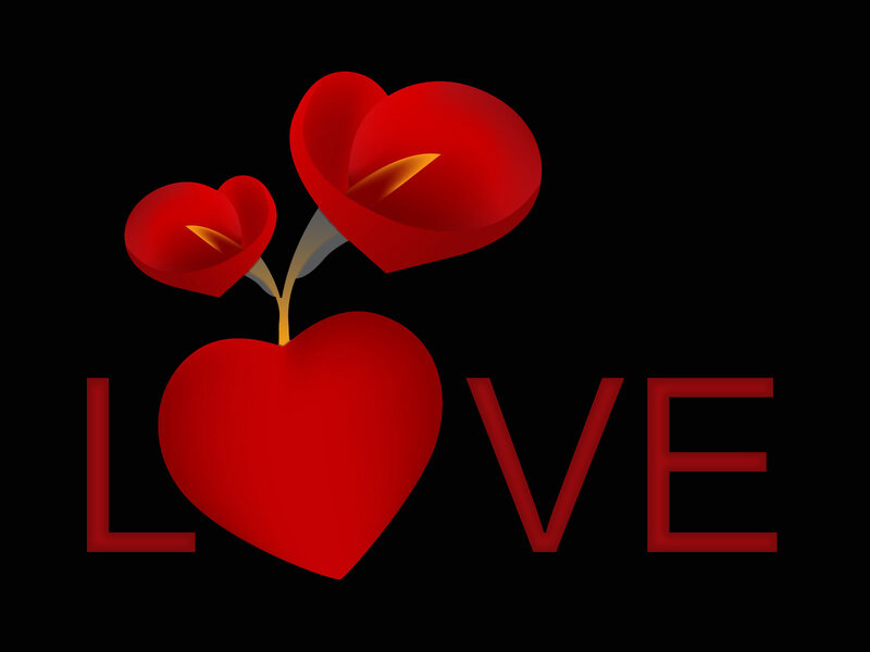 Love with heart flowers