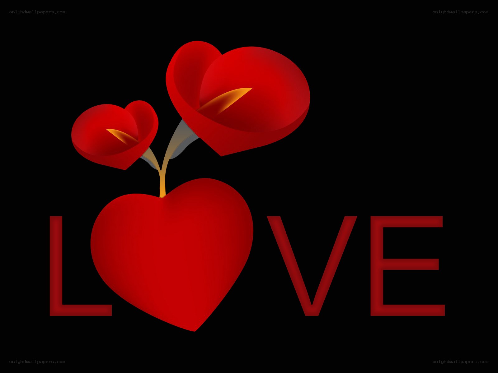 Love with heart flowers