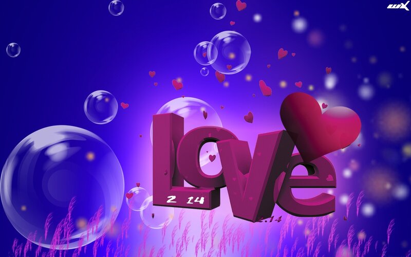 Love with hearts and bubbles