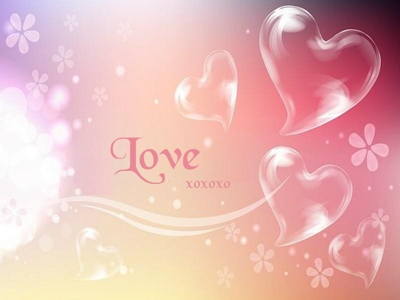 Love with hearts and flowers