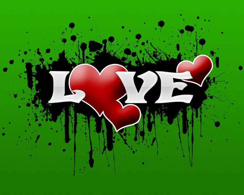 love with hearts and splatter