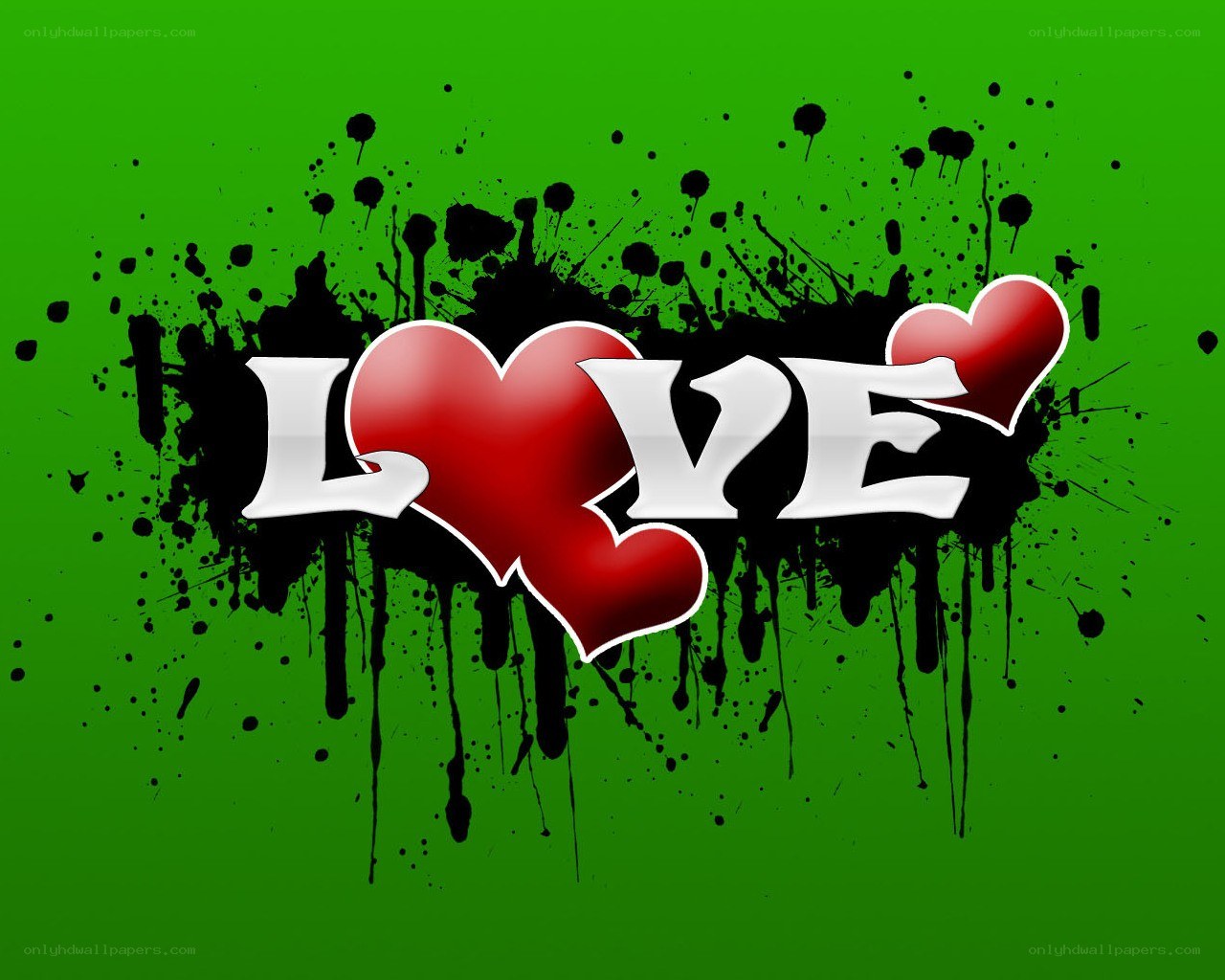 love with hearts and splatter