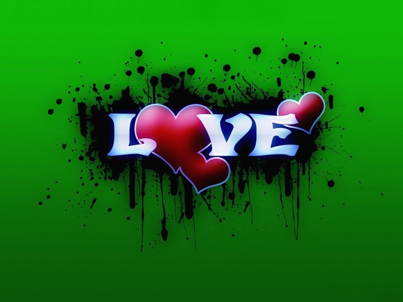 Love with hearts and splatter