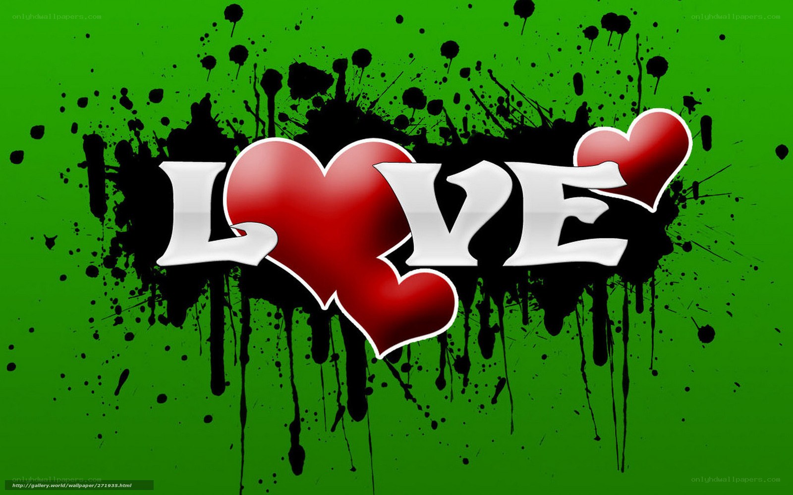 Love with hearts graffiti