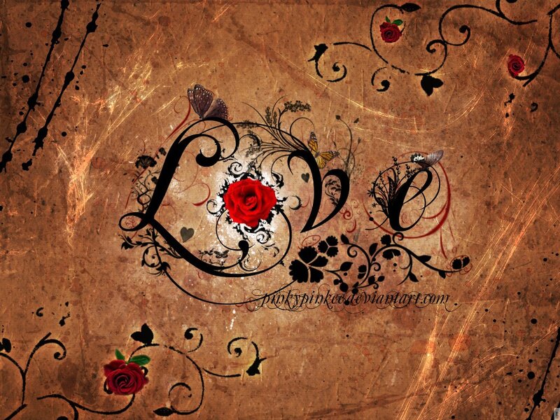 Love with roses and butterflies