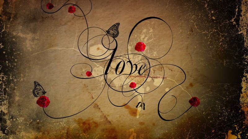Love with roses and butterflies