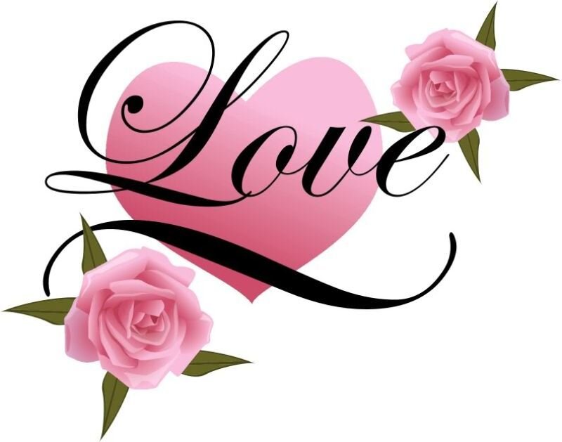 Love with roses and heart