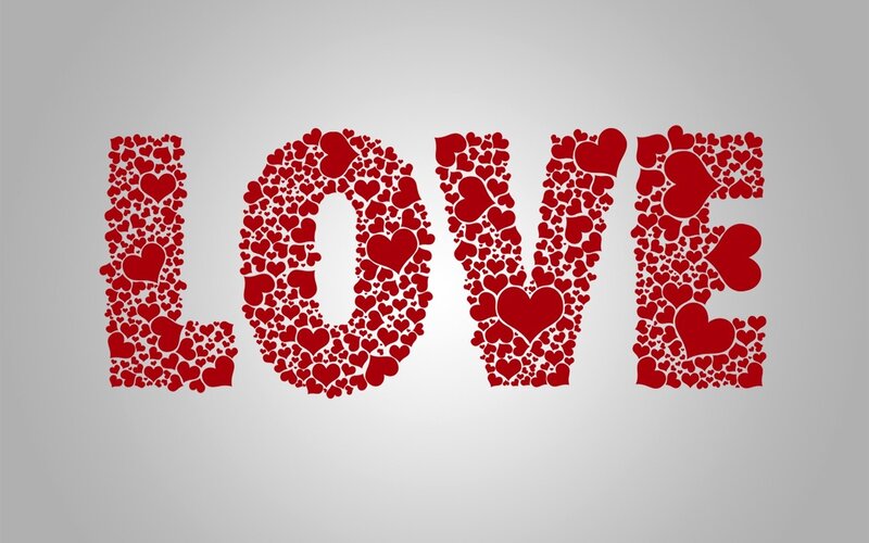 love word made of hearts