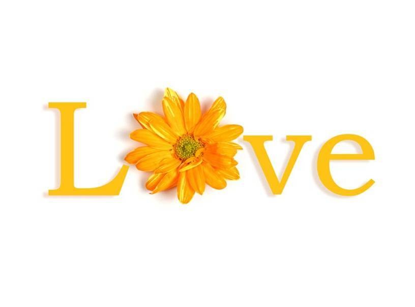 love word with flower