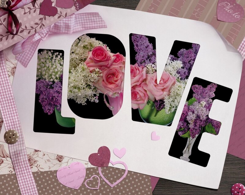 Love Word with Flowers