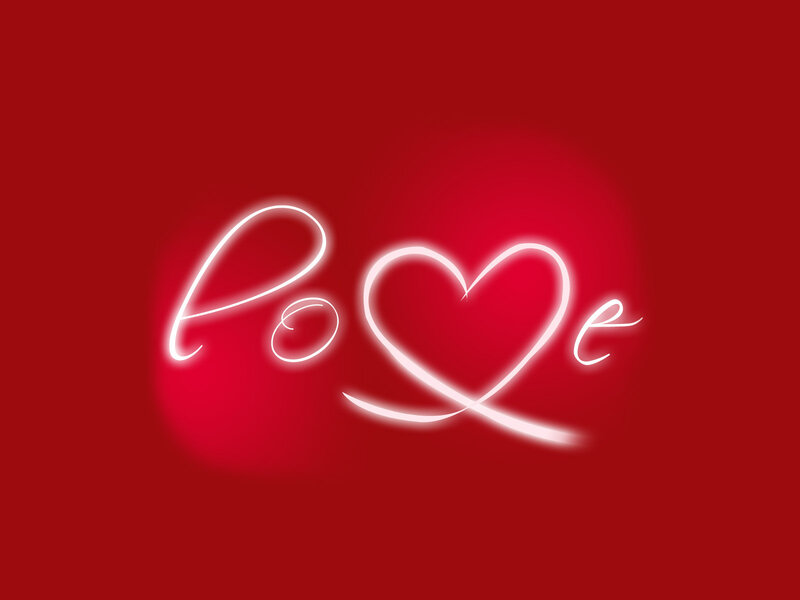 Love word with heart symbol