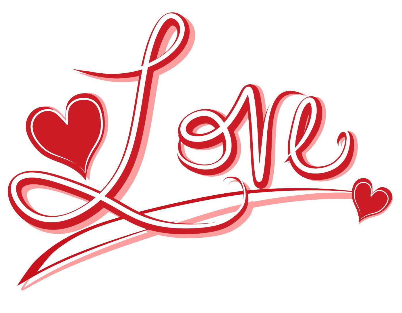 Love word with hearts