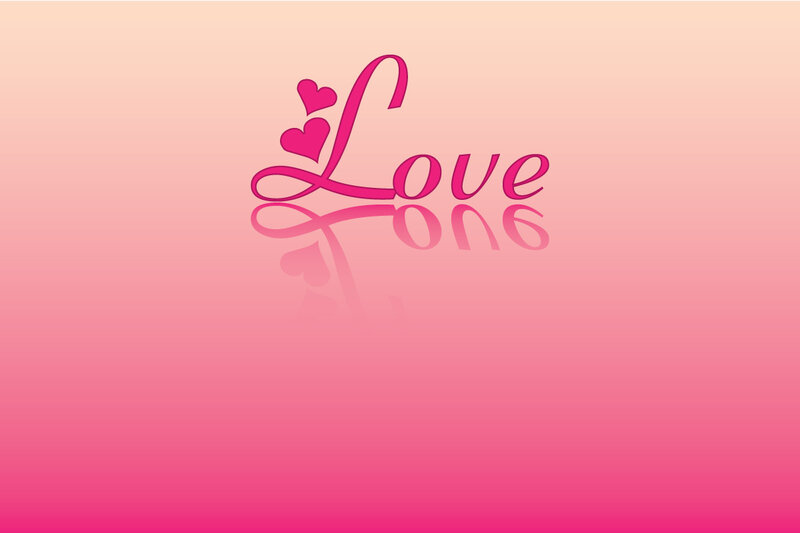 Love word with hearts