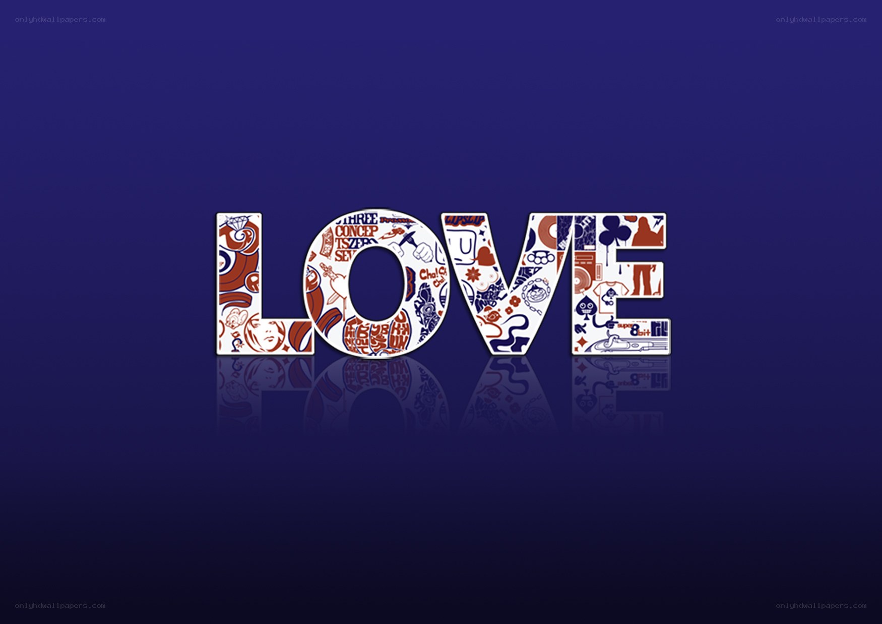 LOVE word with patterned design