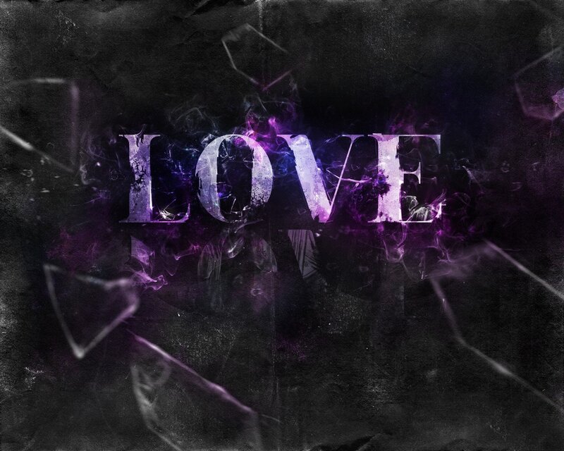 Love word with purple smoke