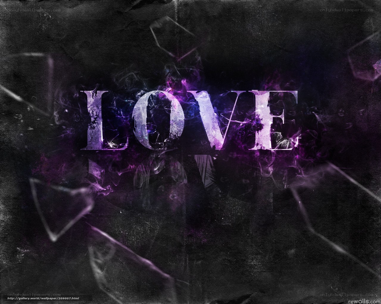 Love word with purple smoke