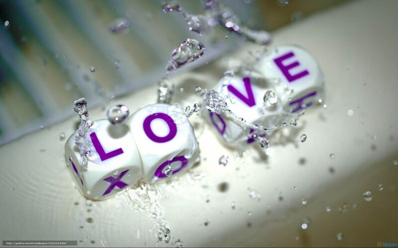 love word with water splashes