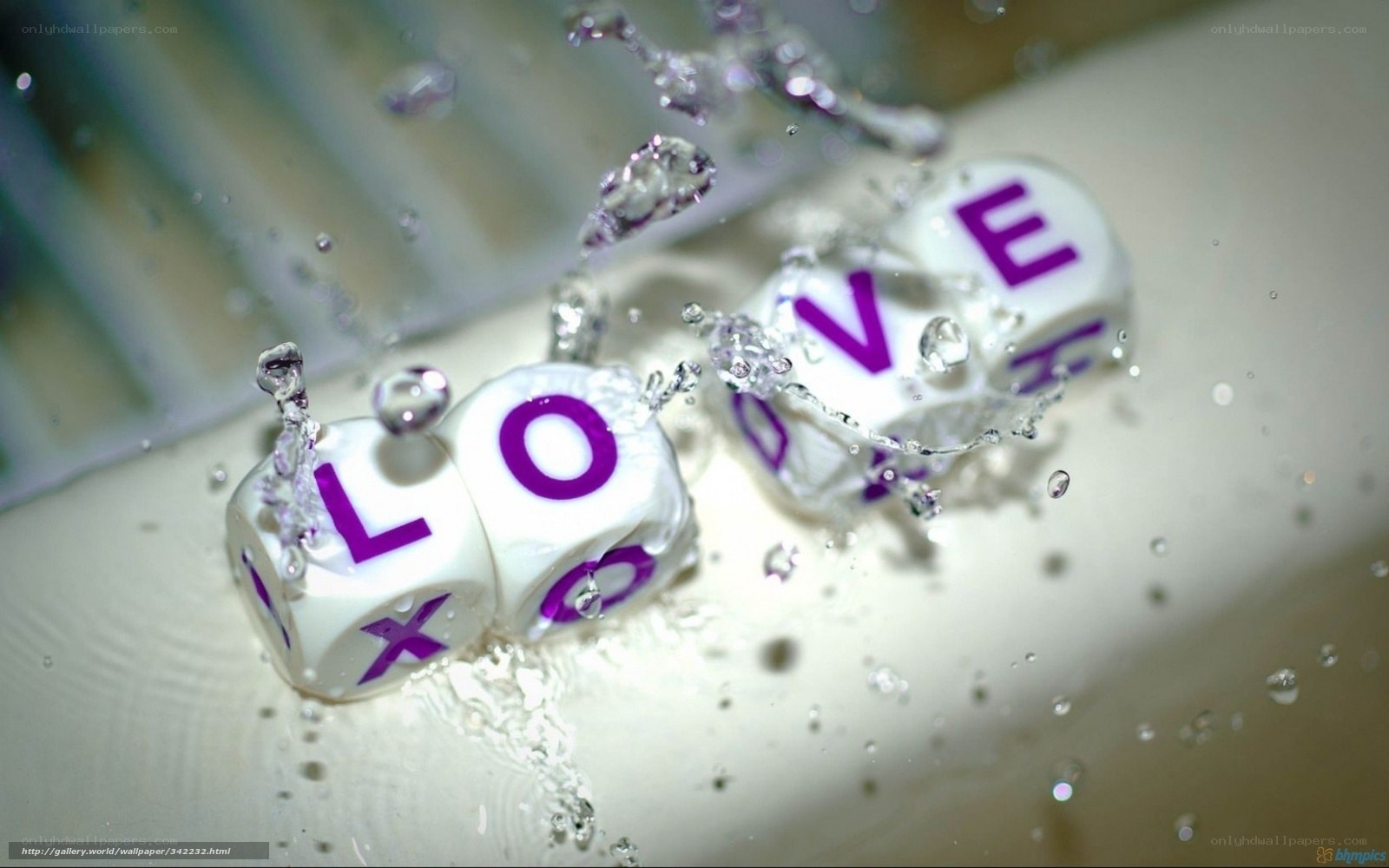 love word with water splashes