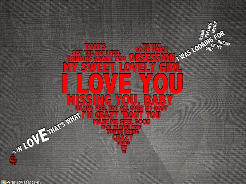 love words in heart shape