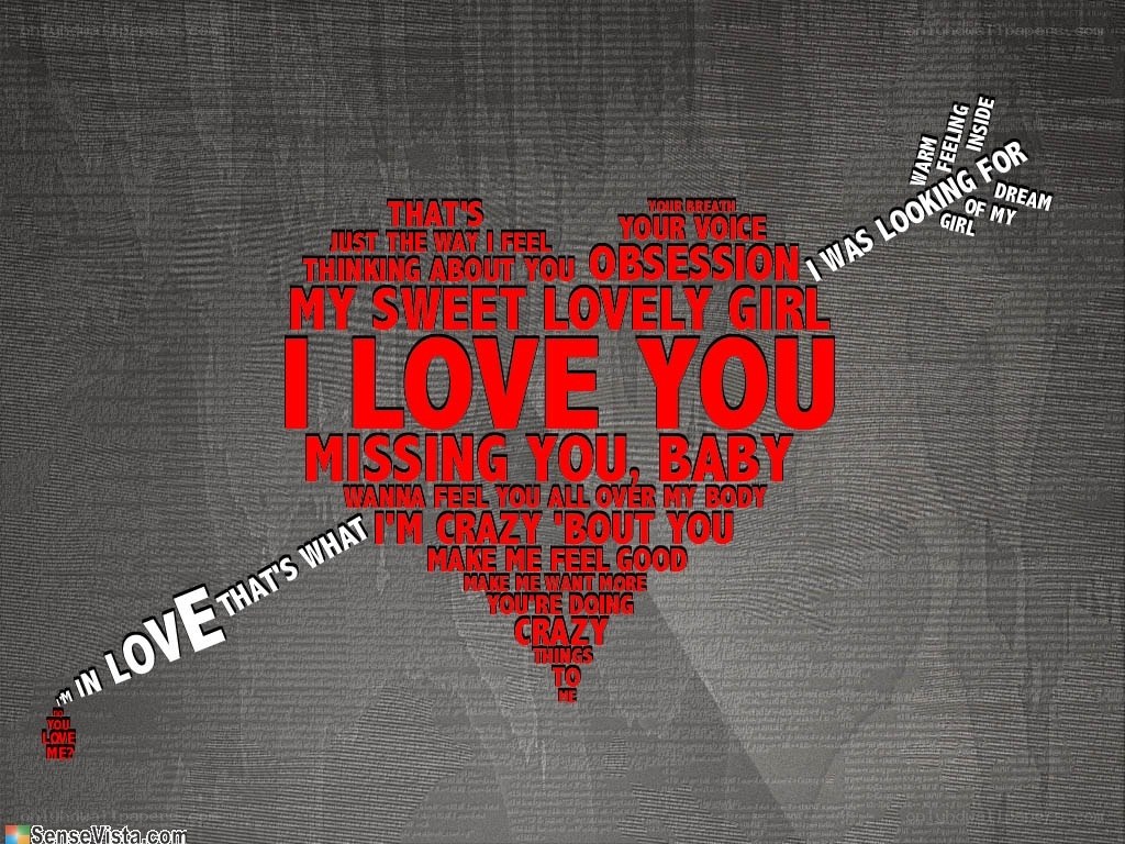 love words in heart shape