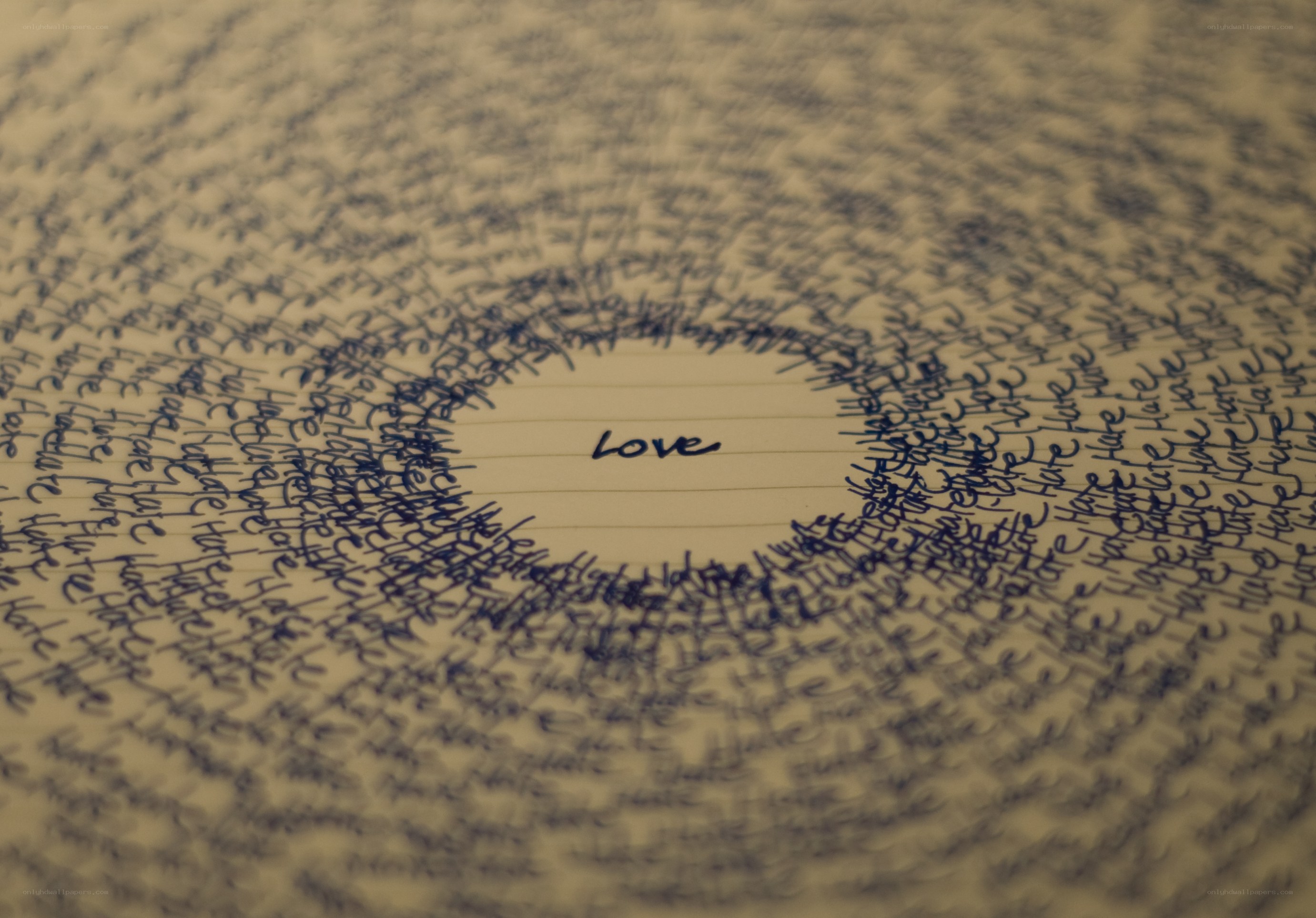 Love written in a circle