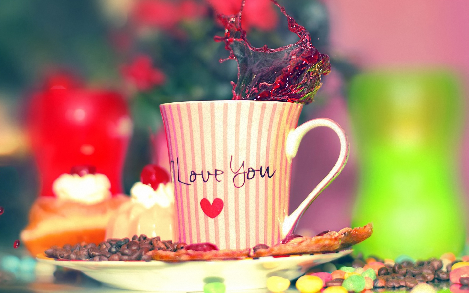 Love you coffee cup splash