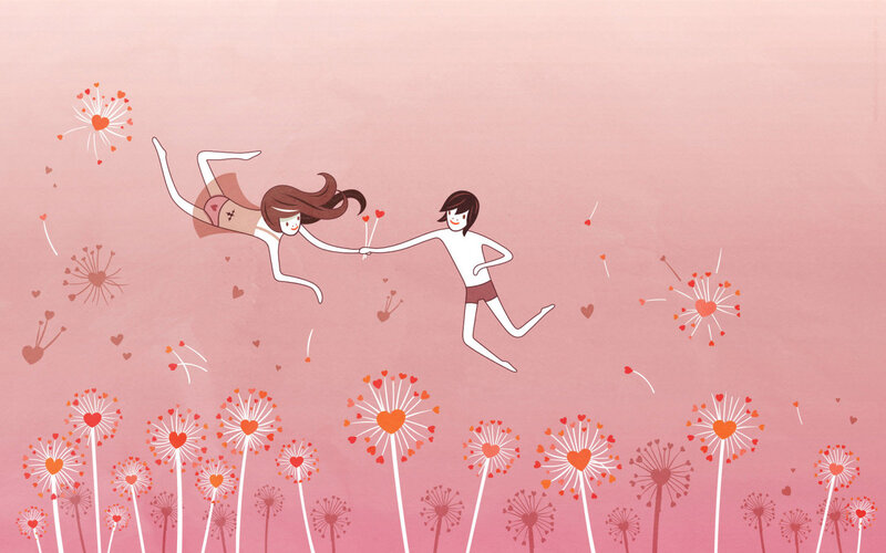 Lovers holding hands in a dream