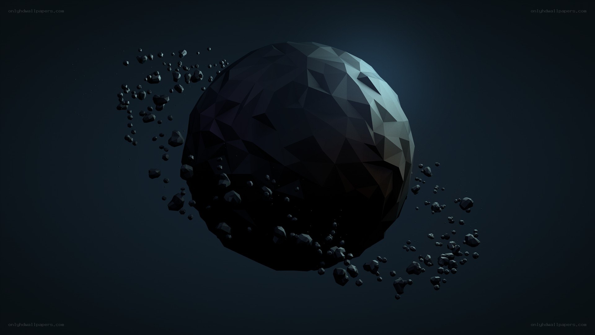 Low-poly asteroid in space