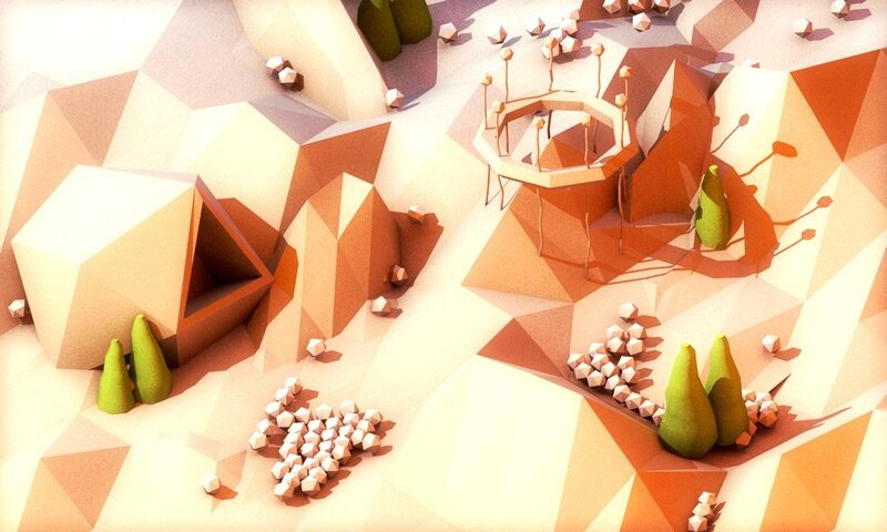 Low-poly desert landscape
