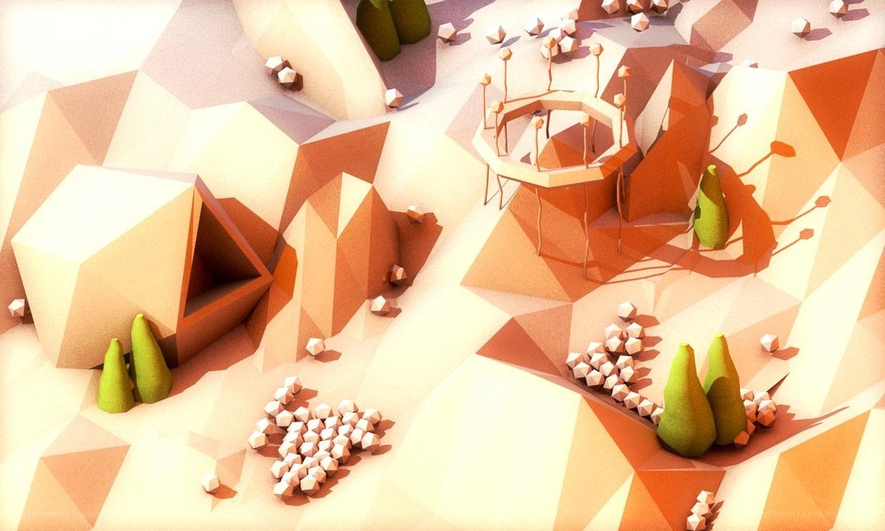 Low-poly desert landscape