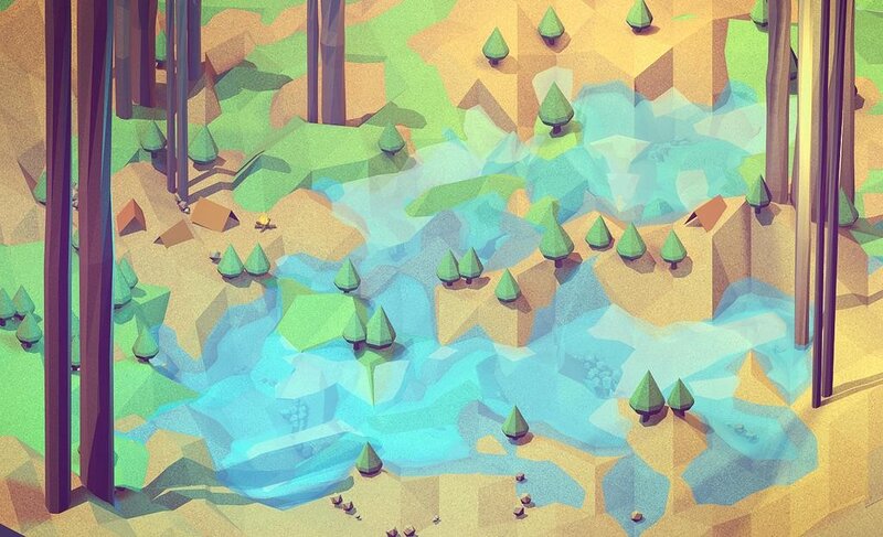 Low-poly forest landscape