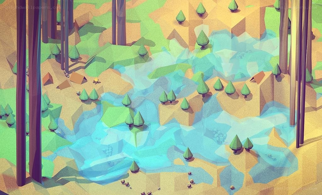 Low-poly forest landscape