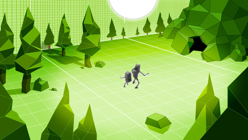 Low-poly forest scene