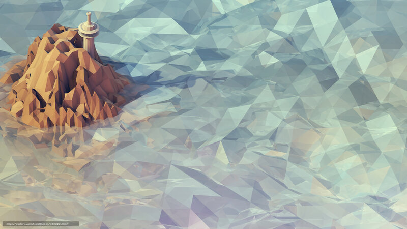 Low-poly island lighthouse
