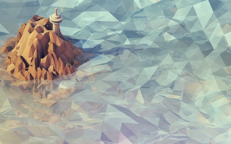 Low-poly island with tower