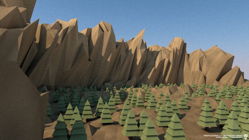 Low-poly Mountain Landscape — Brown