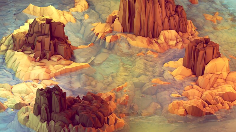 Low-poly rocky landscape