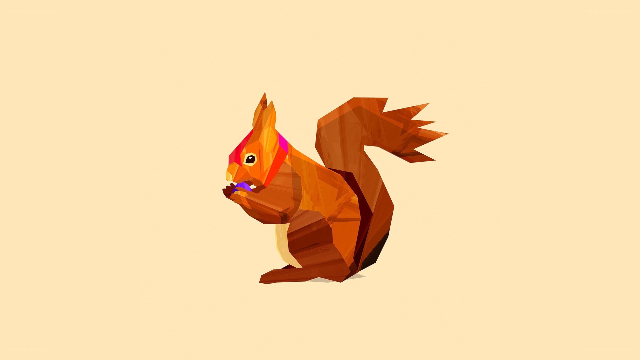 Low-poly squirrel eating