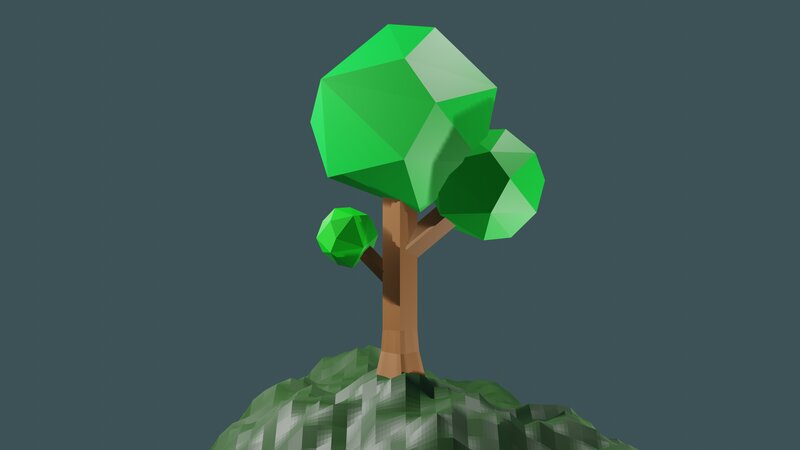 Low-poly Tree on Hill